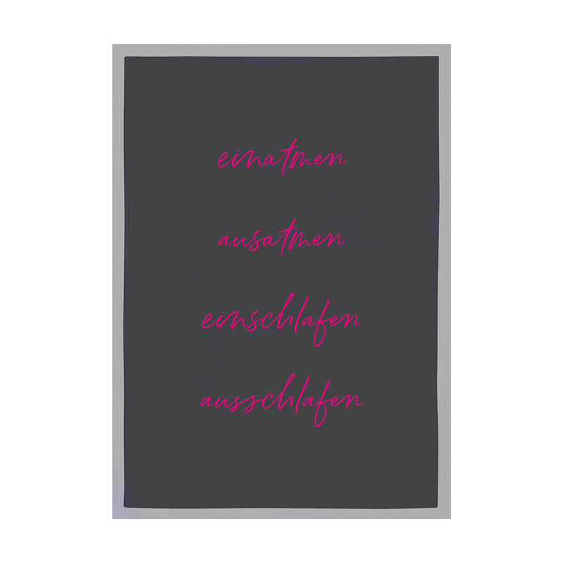 Geschirrtuch Grau Einatmen Ausatmen Neon Pink