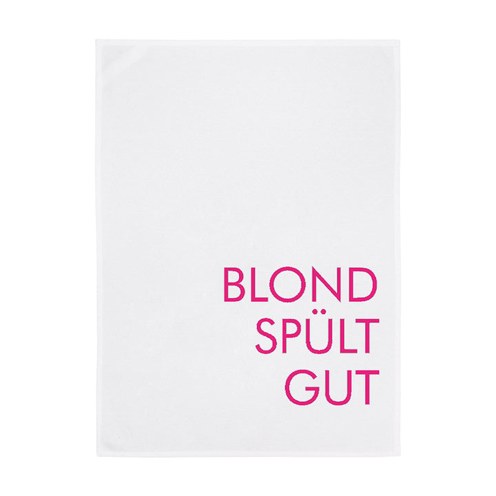 Geschirrtuch Weiß Blond spült gut Neon Pink