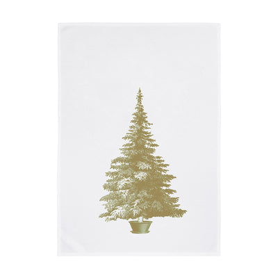 Geschirrtuch weiß Weihnachtsbaum goldfarben