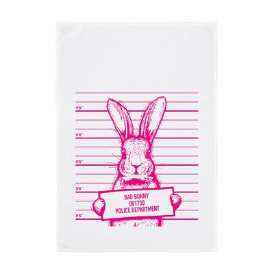 Geschirrtuch Weiß Bad Bunny Neon Pink