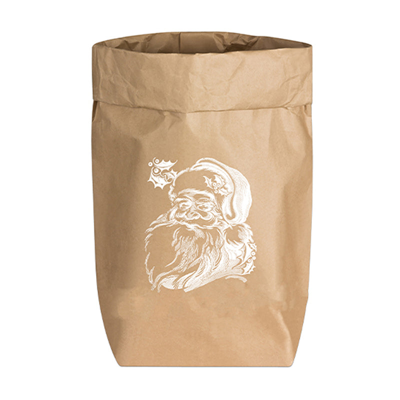 Papiertüte naturfarben Weihnachtsmann weiß