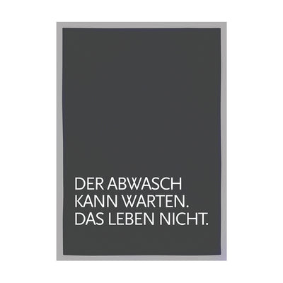 Geschirrtuch Grau Der Abwasch kann warten Weiß