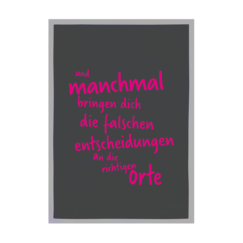 Geschirrtuch Grau Die falschen Entscheidungen Neon Pink