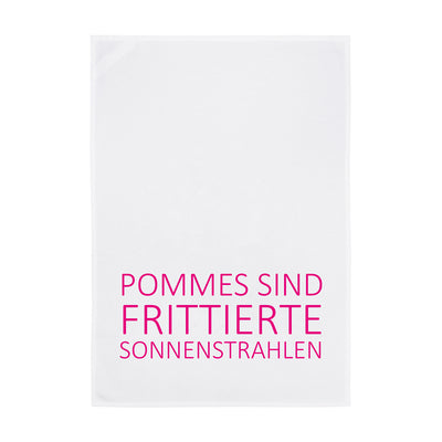 Geschirrtuch Weiß Pommes sind frittierte Sonnenstrahlen Neon Pink