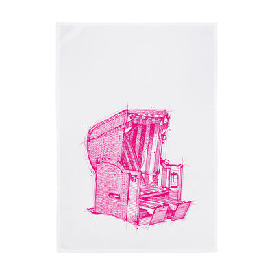Geschirrtuch Weiß Strandkorb Neon Pink
