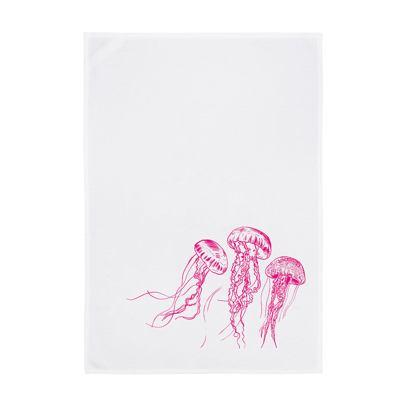 Geschirrtuch Weiß Quallen Neon Pink