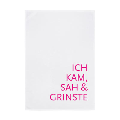 Geschirrtuch Weiß Ich kam, sah & grinste Neon Pink