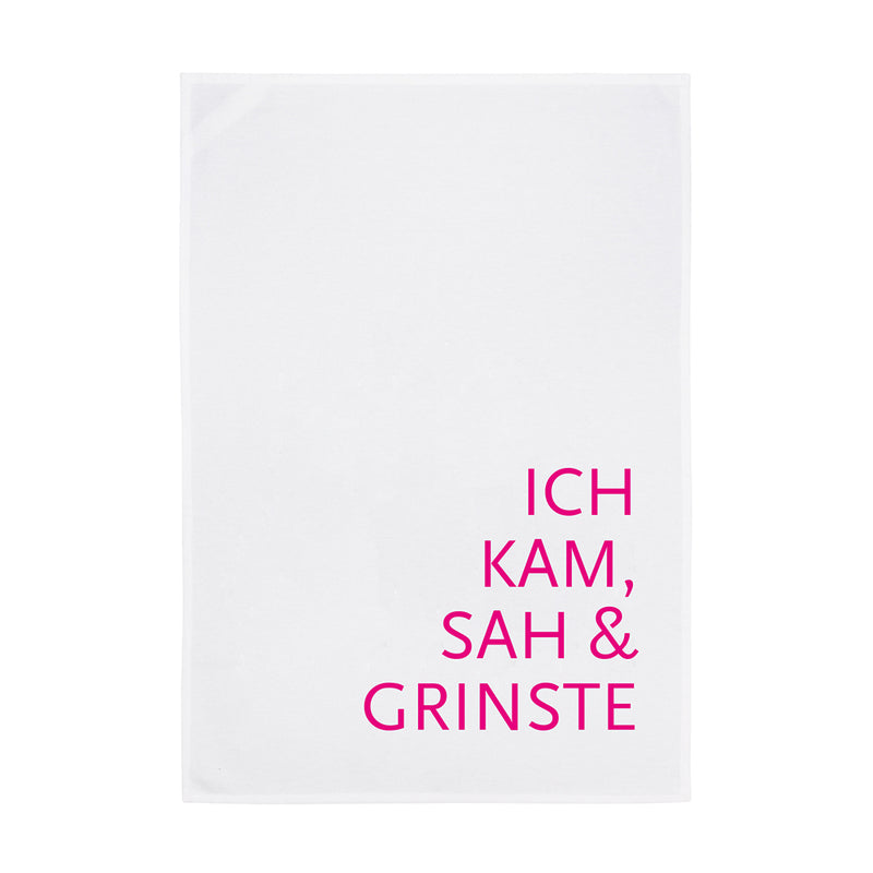 Geschirrtuch Weiß Ich kam, sah & grinste Neon Pink