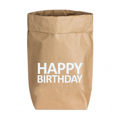 Papiertüte Natur Happy Birthday Weiß