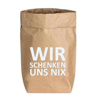 Papiertüte naturfarben Wir schenken uns nix weiß