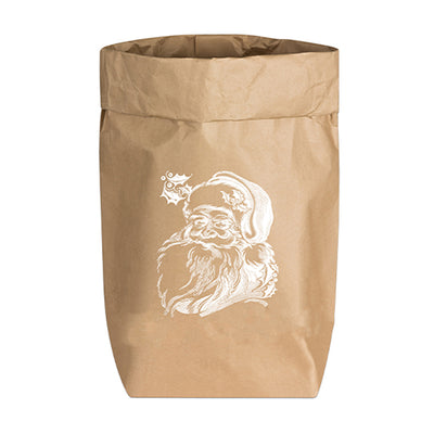 Papiertüte naturfarben Weihnachtsmann weiß
