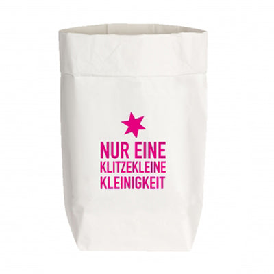 Papiertüte weiß Klitzekleine Kleinigkeit neonpink