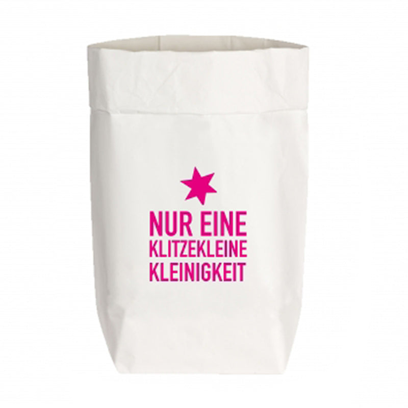 Papiertüte weiß Klitzekleine Kleinigkeit neonpink