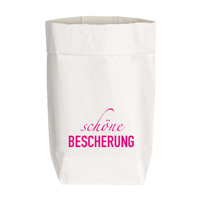 Papiertüte weiß Schöne Bescherung neonpink