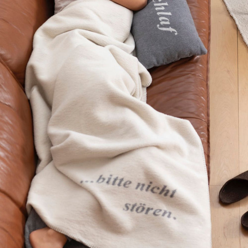 Nordic Wohndecke Bitte nicht stören Weiß