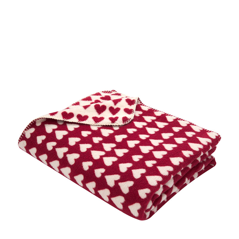 Colourful Nordic Wohndecke Herzen allover rot