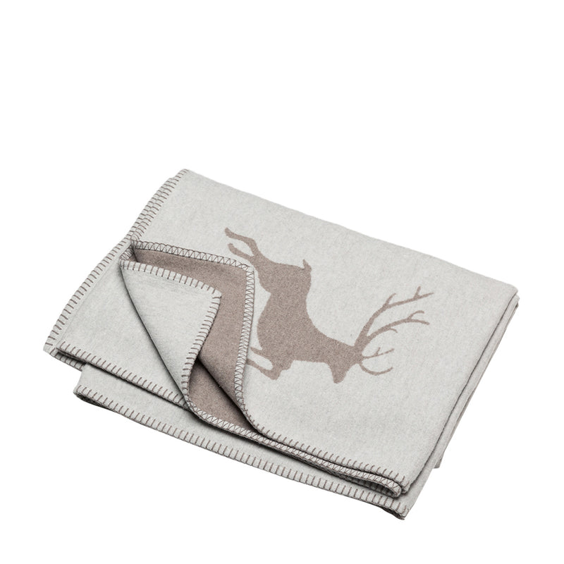Skandi Baumwolldecke Hirsch Hellgrau