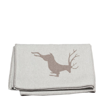 Skandi Baumwolldecke Hirsch Hellgrau