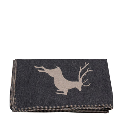 Skandi Baumwolldecke Hirsch Dunkelgrau