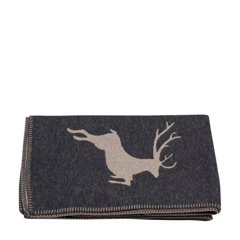 Skandi Baumwolldecke Hirsch Dunkelgrau