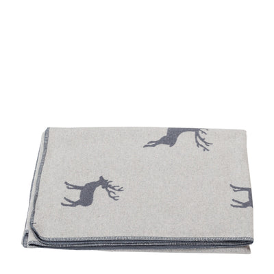 Skandi Flanelldecke Hirsche Hellgrau