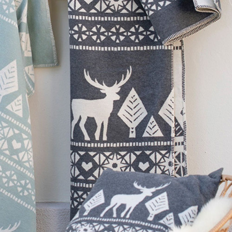 Nordic Baumwolldecke Hirsch Finn dunkelgrau