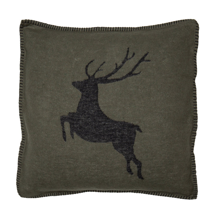 Skandi Kissenhülle Hirsch Olivgrün 50 x 50 cm