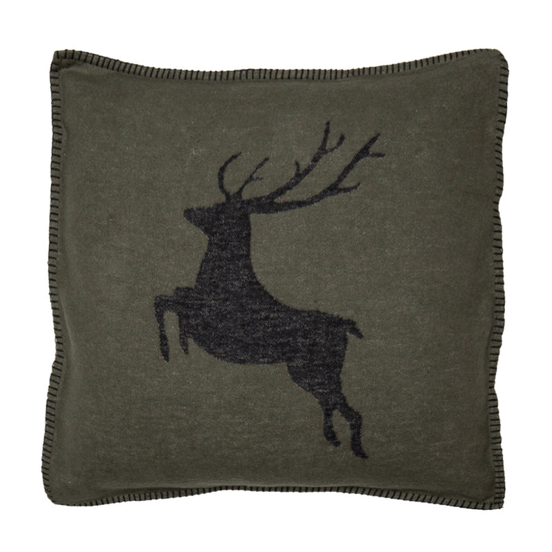 Skandi Kissenhülle Hirsch Olivgrün 50 x 50 cm