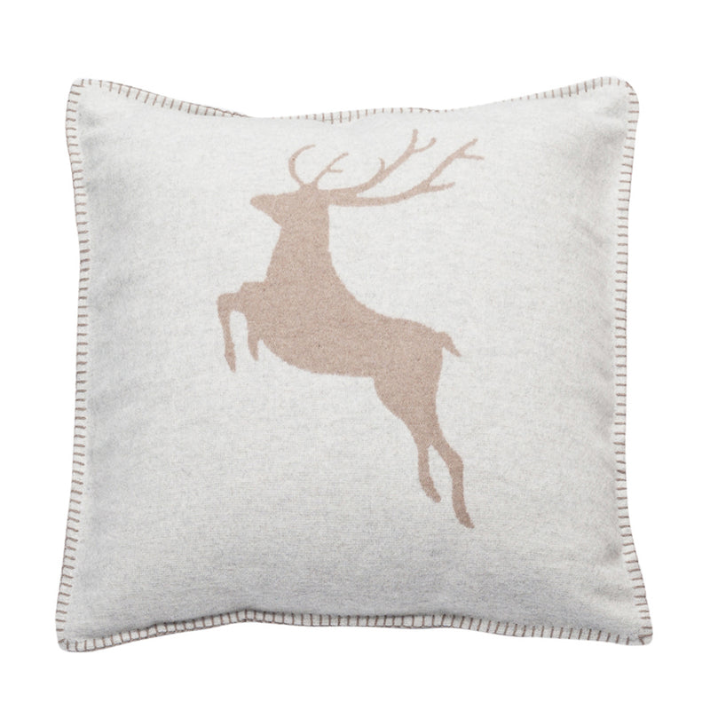 Skandi Kissenhülle Hirsch Weiß 50 x 50 cm