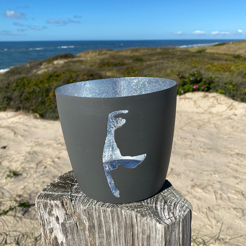 Windlicht im exklusiven Sylt Design Silhouette Dunkelgrau Groß