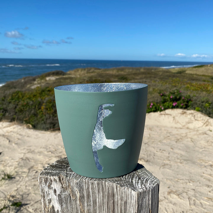 Windlicht im exklusiven Sylt Design Silhouette Grün Groß
