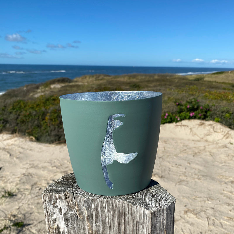 Windlicht im exklusiven Sylt Design Silhouette Grün Groß