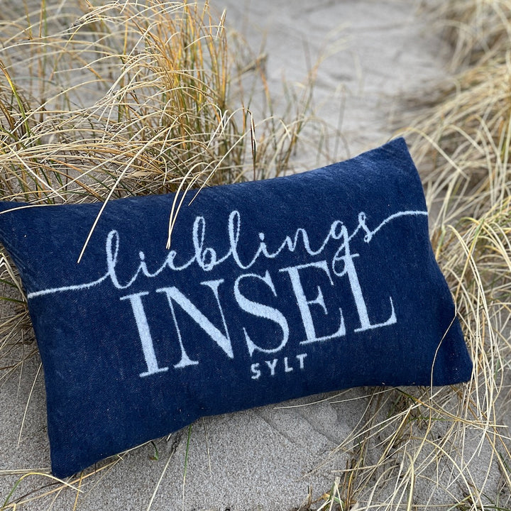 Limitierte Kissenhülle Lieblingsinsel Sylt navyblau 30 x 50 cm