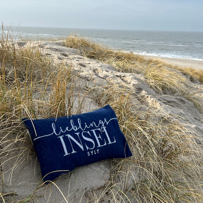 Limitierte Kissenhülle Lieblingsinsel Sylt navyblau 30 x 50 cm