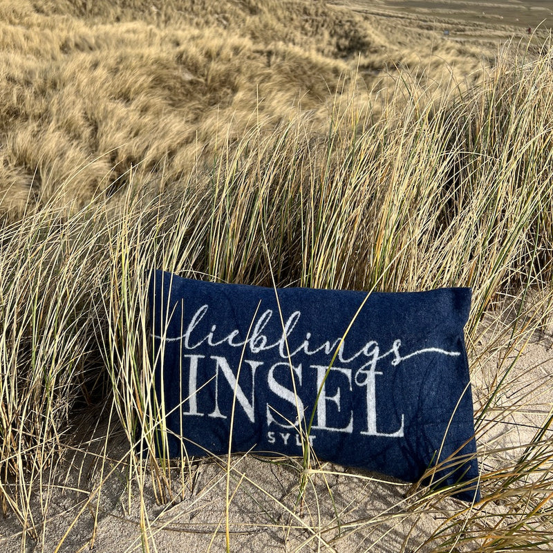 Limitierte Kissenhülle Lieblingsinsel Sylt navyblau 30 x 50 cm