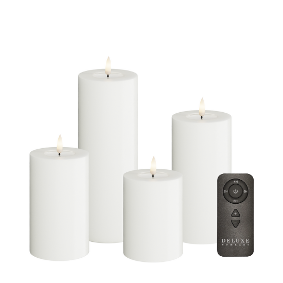 DELUXE LED Stumpenkerzen weiß 4er-Set