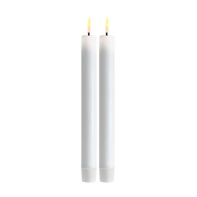 DELUXE LED Stabkerze Weiß 24 cm 2er-Set