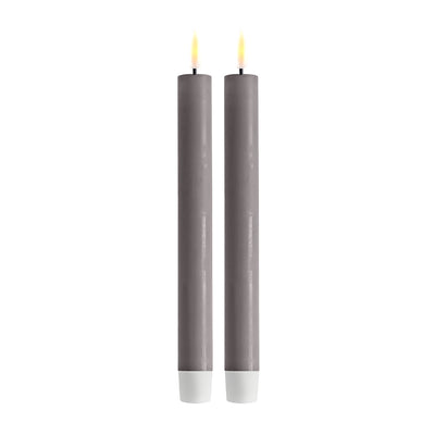 DELUXE LED Stabkerze Grau 24 cm 2er-Set