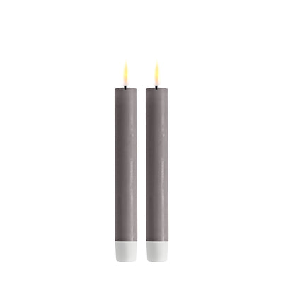 DELUXE LED Stabkerze Grau 15 cm 2er-Set