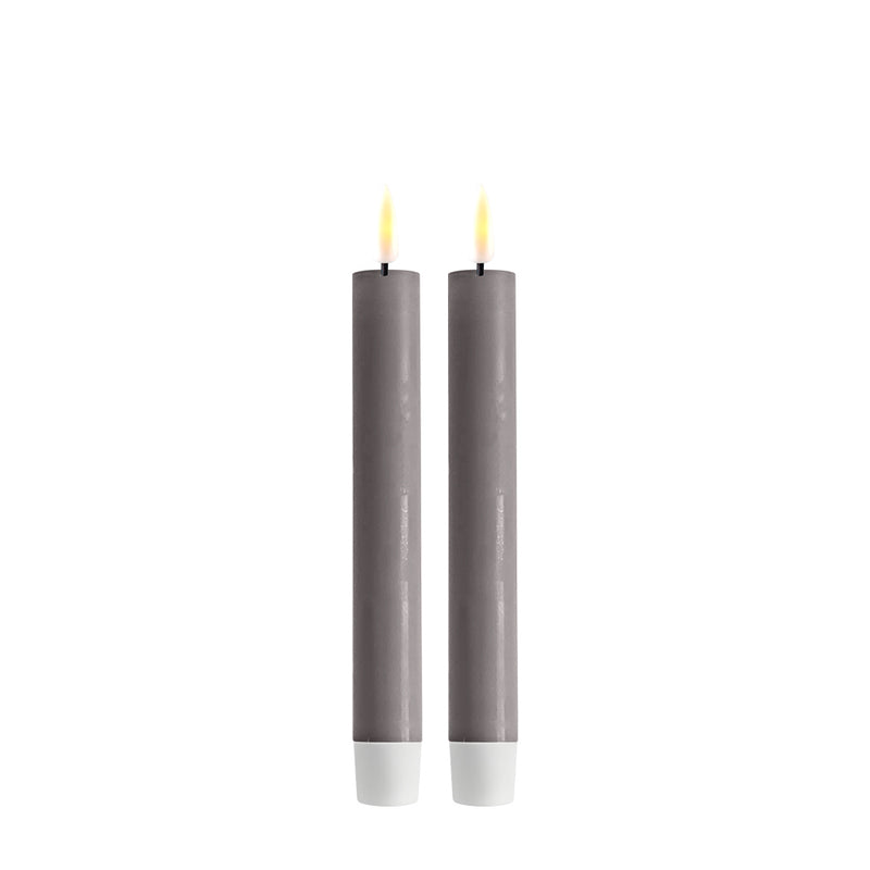 DELUXE LED Stabkerze Grau 15 cm 2er-Set