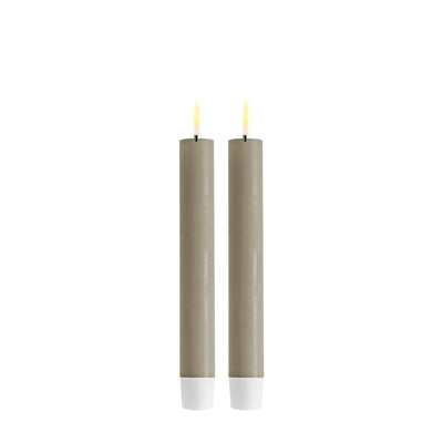 DELUXE LED Stabkerze Sandfarben 15 cm 2er-Set