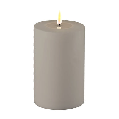 DELUXE LED Stumpenkerze Grau 10 x 15 cm Outdoor