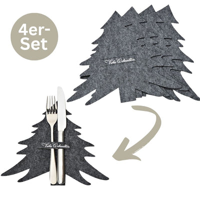 Besteckhalter Tanne 4er Set grau