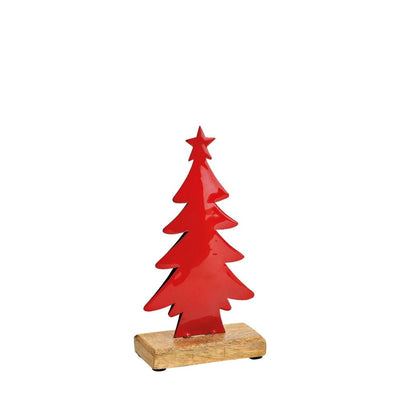 Metall-Tannenbaum auf Sockel 20 cm rot