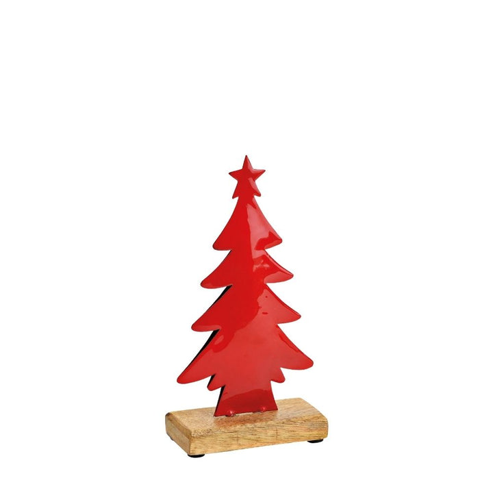 Metall-Tannenbaum auf Sockel 20 cm rot