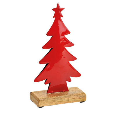 Metall-Tannenbaum auf Sockel 29 cm rot