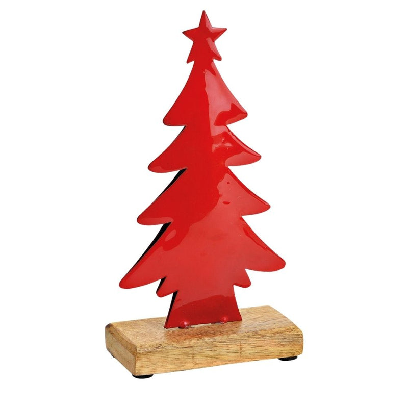 Metall-Tannenbaum auf Sockel 29 cm rot