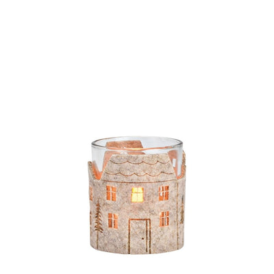 Windlicht Filz beige klein