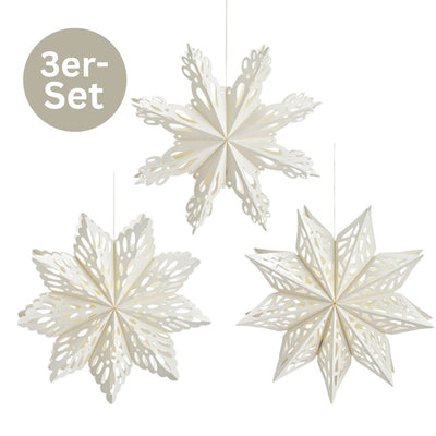 Weihnachtshänger Schneeflocken 3er Set weiß