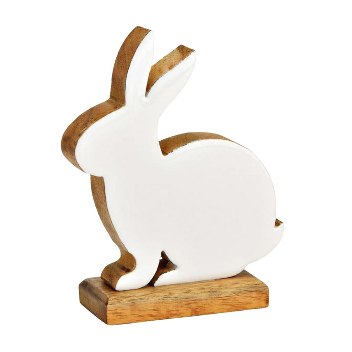 Dekoaufsteller Hase Holz weiß